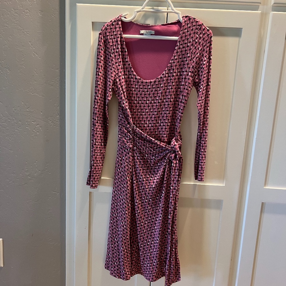 Boden Pink Stretch Jersey Wrap Dress, Size 6
